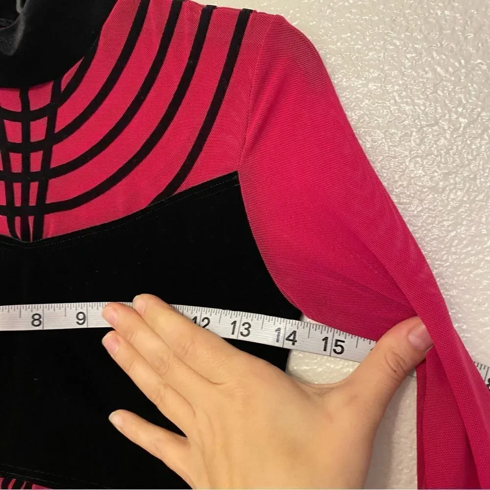 WEISSMAN Elite Dance Costume unitard red black velvet To Be Loved 14115 XSA